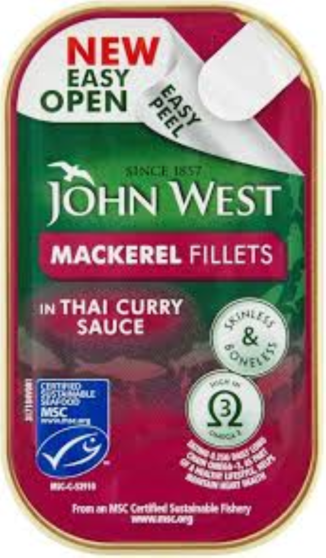 JOHN WEST MACKEREL FILLETS IN THAI CURRY SAUCE 115G